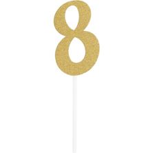 Picture of NUMBER 8 GLITTER CAKE TOPPER GOLD 5 X 7.5CM